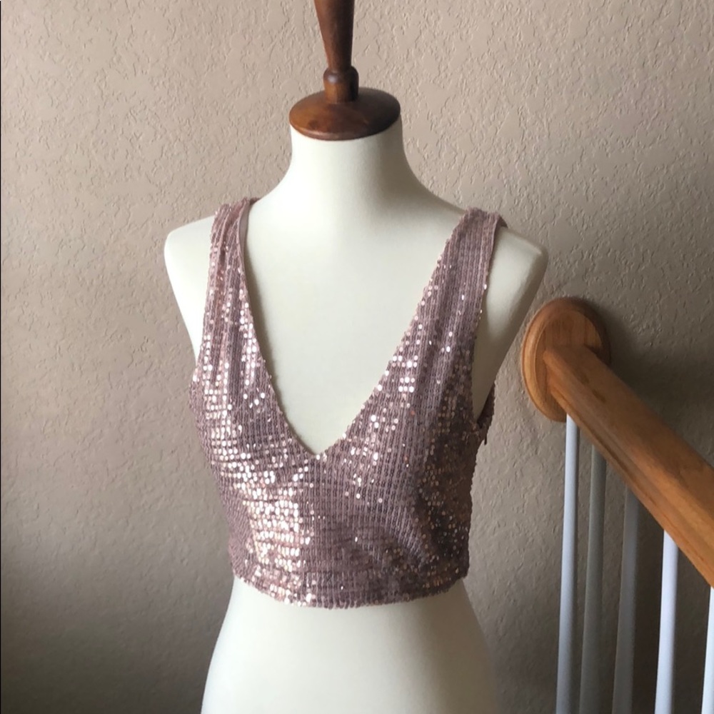 Rose Gold Sequin Crop Top